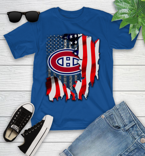 Montreal Canadiens NHL Hockey American Flag Youth T-Shirt 12