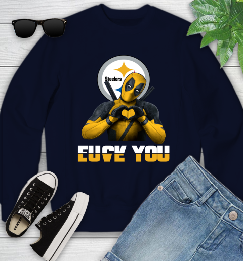 NHL Pittsburgh Steelers Deadpool Love You Fuck You Football Sports Youth Sweatshirt 2