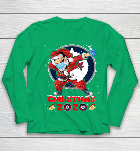 Winnipeg Jets Funny Santa Claus Dabbing Christmas 2020 NHL Youth Long Sleeve 4