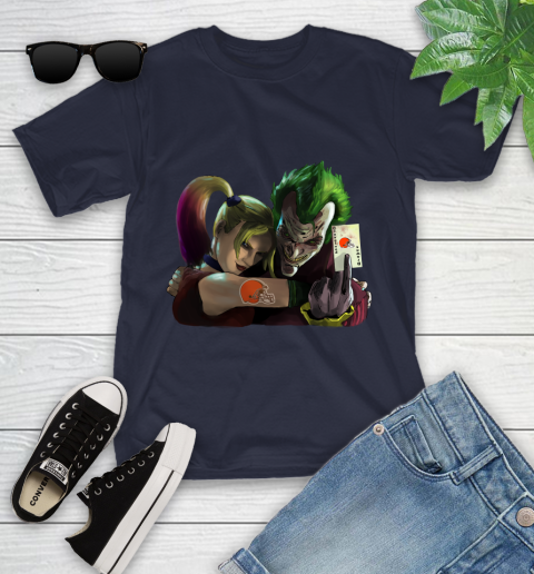 Cleveland Browns NFL Football Joker Harley Quinn Suicide Squad Youth T-Shirt 4 Cleveland Browns NFL Football Joker Harley Quinn Suicide Squad Youth T-Shirt - Image 4