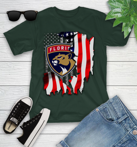 Florida Panthers NHL Hockey American Flag Youth T-Shirt 5