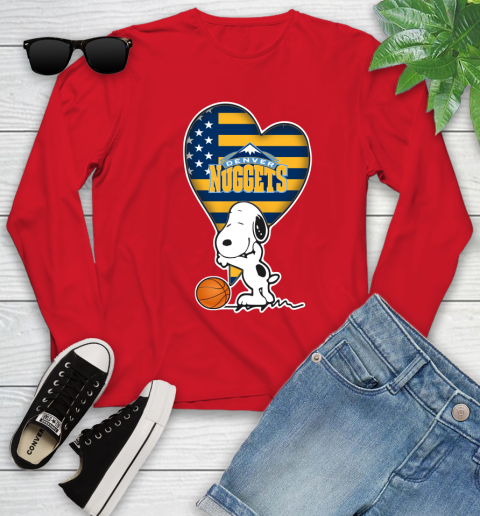Denver Nuggets NBA Basketball The Peanuts Movie Adorable Snoopy Youth Long Sleeve 11