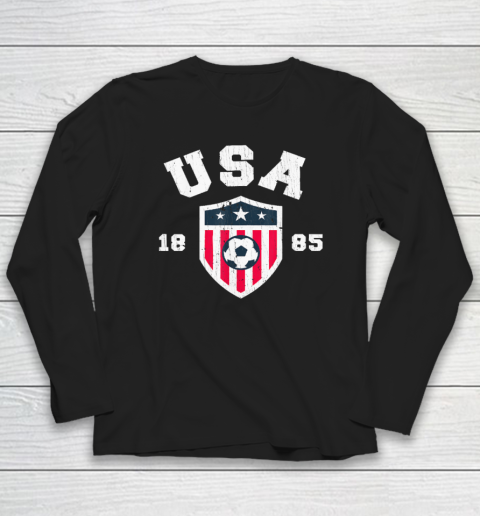 Vintage USA Soccer 1885 American Flag Football Long Sleeve T-Shirt