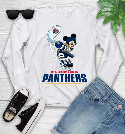 NHL Hockey Florida Panthers Cheerful Mickey Mouse Shirt Youth Long Sleeve 2
