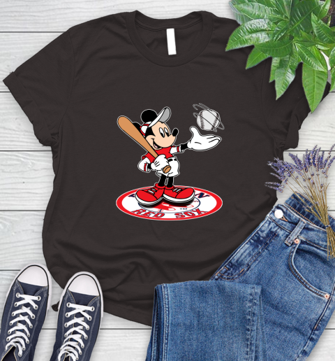 MLB Baseball Boston Red Sox Cheerful Mickey Disney Shirt Women's T-Shirt 9