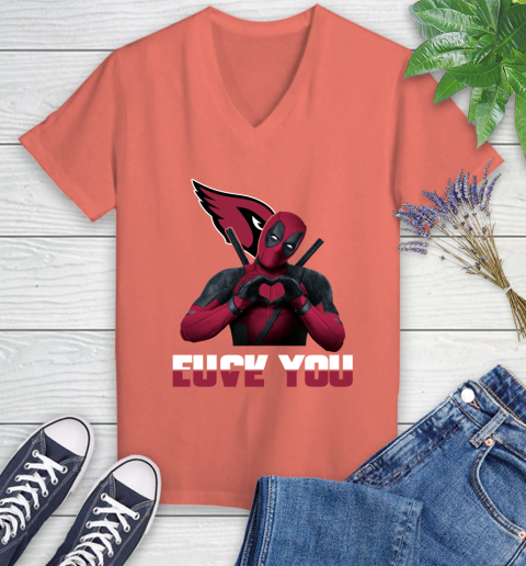 NHL Arizona Cardinals Deadpool Love You Fuck You Football Sports Women's V-Neck T-Shirt 6