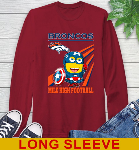 NFL Football Denver Broncos Captain America Marvel Avengers Minion Shirt Long Sleeve T-Shirt 9