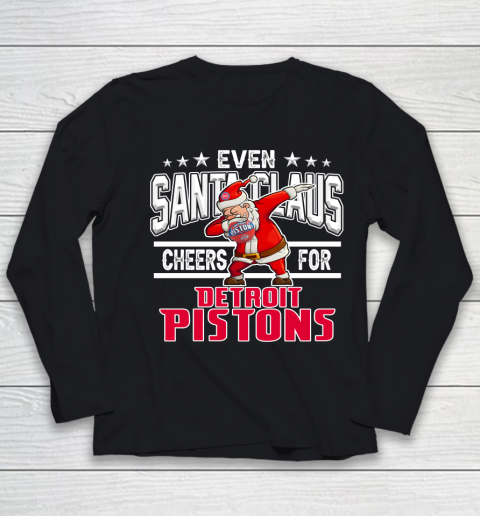Detroit Pistons Even Santa Claus Cheers For Christmas NBA Youth Long Sleeve