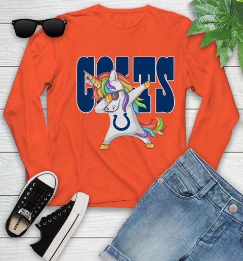 Indianapolis Colts NFL Football Funny Unicorn Dabbing Sports Youth Long Sleeve 4