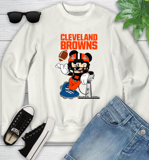 NFL Cleveland Browns Mickey Mouse Disney Super Bowl Football T Shirt Youth Sweatshirt