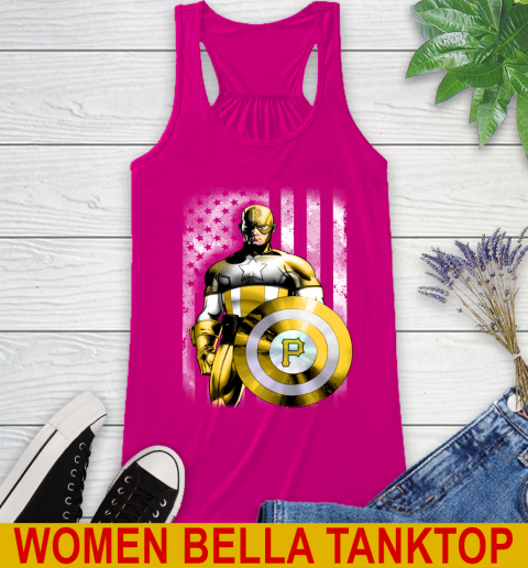 Pittsburgh Pirates MLB Baseball Captain America Marvel Avengers American Flag Shirt Racerback Tank 6