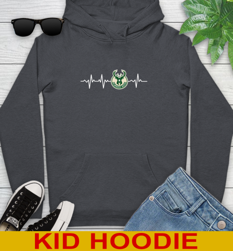 Milwaukee Bucks NBA Basketball Heart Beat Shirt Youth Hoodie - Image 10