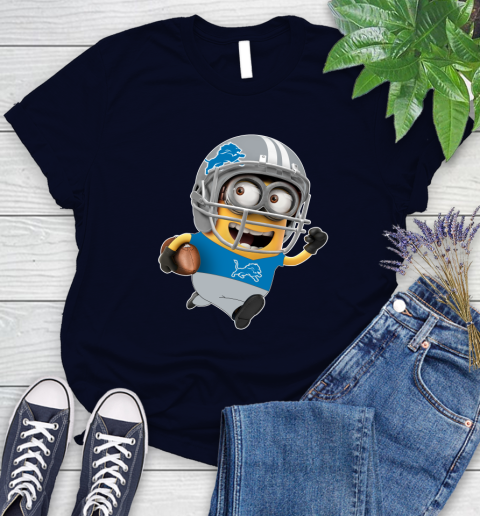 NFL Detroit Lions Minions Disney Football Sports Women's T-Shirt 3