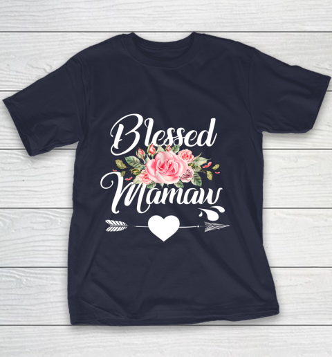 Blessed Mamaw Thanksgiving Christmas Floral Gift For Grandma Youth T-Shirt 2