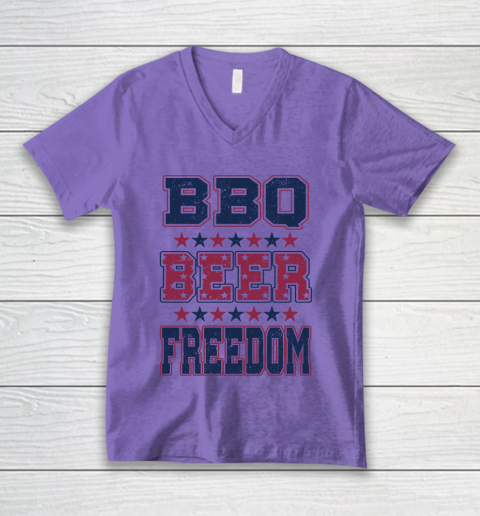 BBQ Beer Freedom V-Neck T-Shirt 9