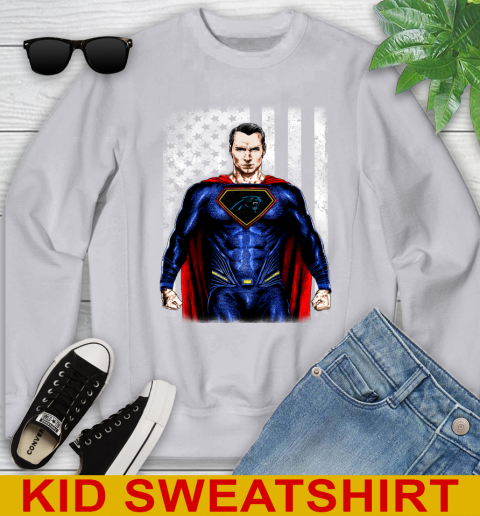 NFL Football Carolina Panthers Superman DC Shirt Youth Sweatshirt 3