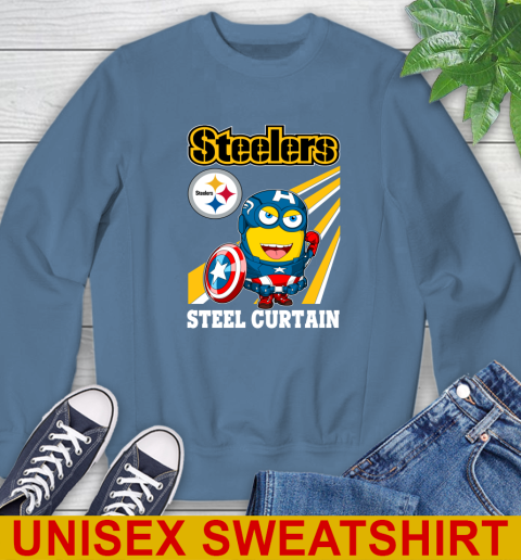 NFL Football Pittsburgh Steelers Captain America Marvel Avengers Minion Shirt Sweatshirt 10