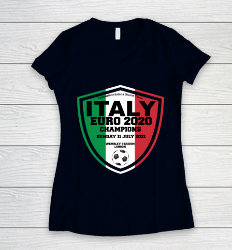 Italy Football Italian Football Forza Italia Champions Euro 2020 Women's V-Neck T-Shirt 2