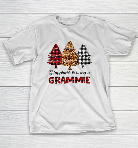 Happiness is being a Grammie Leopard plaid Christmas tree T-Shirt
