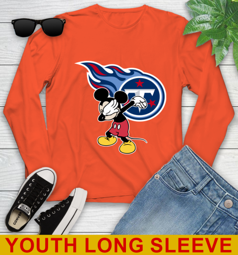 Tennessee Titans NFL Football Dabbing Mickey Disney Sports Youth Long Sleeve 4