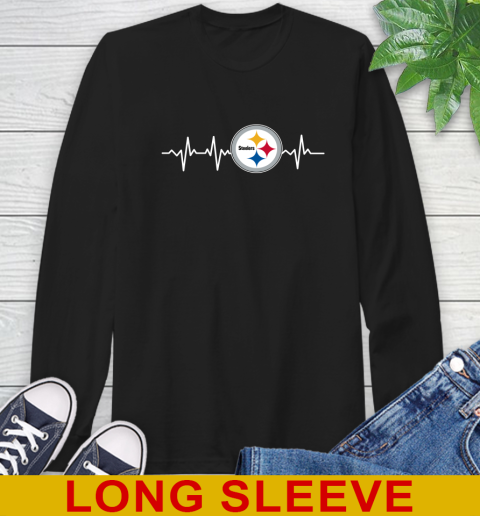 Pittsburgh Steelers NFL Football Heart Beat Shirt Long Sleeve T-Shirt