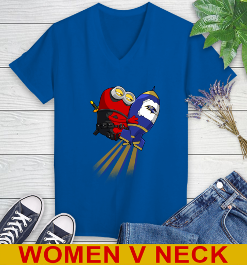 NFL Football Baltimore Ravens Deadpool Minion Marvel Shirt Women's V-Neck T-Shirt 10 NFL Football Baltimore Ravens Deadpool Minion Marvel Shirt Women's V-Neck T-Shirt - Image 10