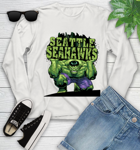 Seattle Seahawks NFL Football Incredible Hulk Marvel Avengers Sports Youth Long Sleeve 12