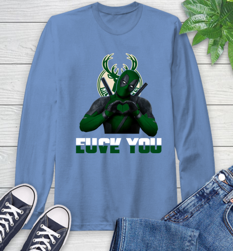 NBA Milwaukee Bucks Deadpool Love You Fuck You Basketball Sports Long Sleeve T-Shirt 12