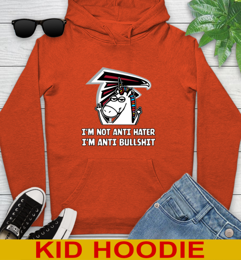 Atlanta Falcons NFL Football Unicorn I'm Not Anti Hater I'm Anti Bullshit Youth Hoodie 5