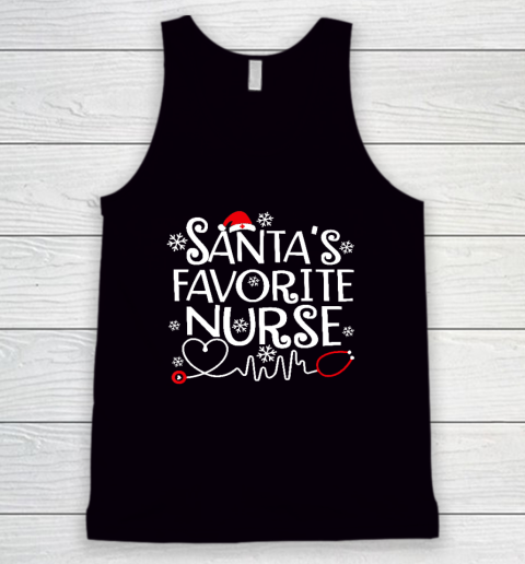 Santa's Favorite Nurse Stethoscope Santa Hat Christmas Tank Top