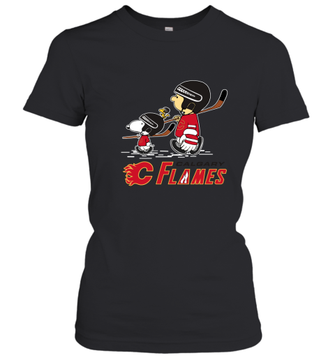 Let's Play Calgary Flames Ice Hockey Snoopy NHL Women's T-Shirt