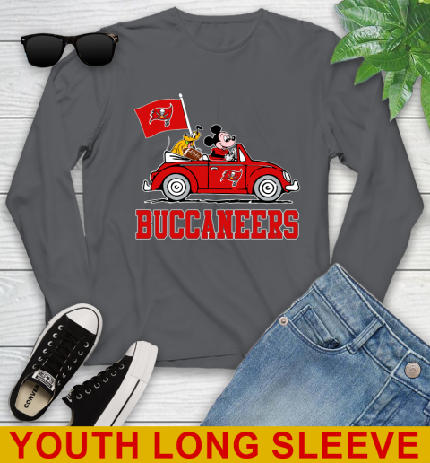 NFL Football Tampa Bay Buccaneers Pluto Mickey Driving Disney Shirt Youth Long Sleeve 9