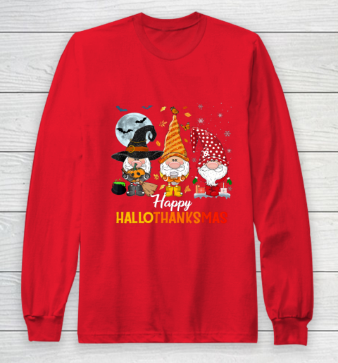 Gnomes Halloween And Merry Christmas Happy Hallothanksmas Long Sleeve T-Shirt 7
