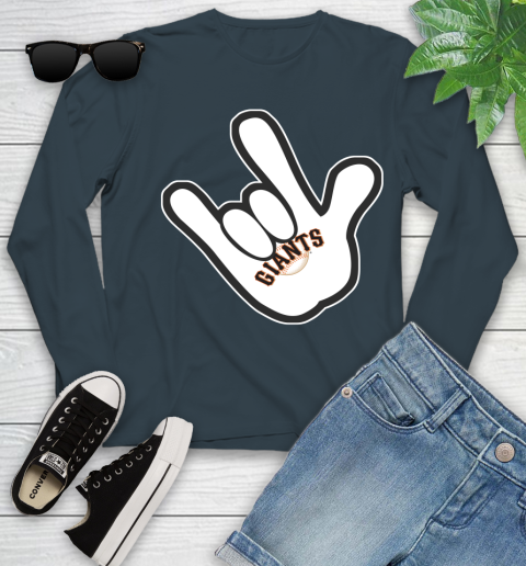 San Francisco Giants MLB Baseball Mickey Rock Hand Disney Youth Long Sleeve 8