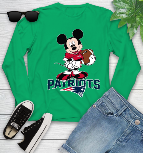 NFL Football New England Patriots Cheerful Mickey Mouse Shirt Youth Long Sleeve 6