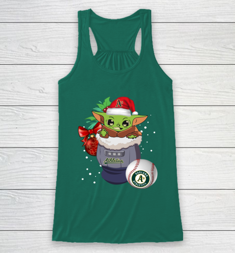 Oakland Athletics Christmas Baby Yoda Star Wars Funny Happy MLB Racerback Tank 7 Oakland Athletics Christmas Baby Yoda Star Wars Funny Happy MLB Racerback Tank - Image 7