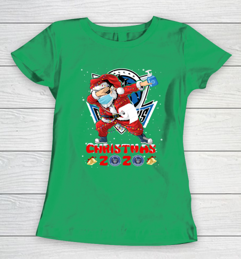 Dallas Mavericks Funny Santa Claus Dabbing Christmas 2020 NBA Women's T-Shirt 5