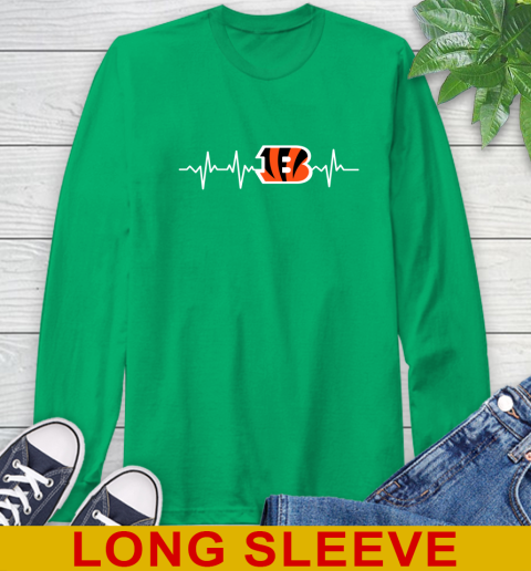 Cincinnati Bengals NFL Football Heart Beat Shirt Long Sleeve T-Shirt 8
