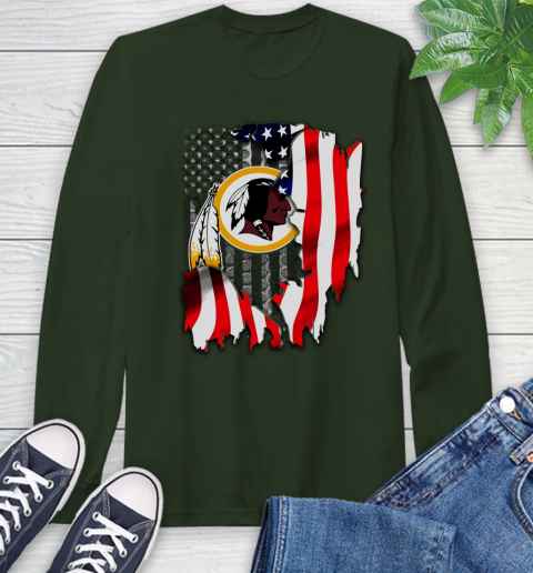 Washington Redskins NFL Football American Flag Long Sleeve T-Shirt 7
