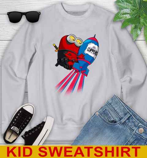 NBA Basketball LA Clippers Deadpool Minion Marvel Shirt Youth Sweatshirt 3