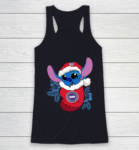 Sacramento Kings Christmas Stitch In The Sock Funny Disney NBA Racerback Tank 8