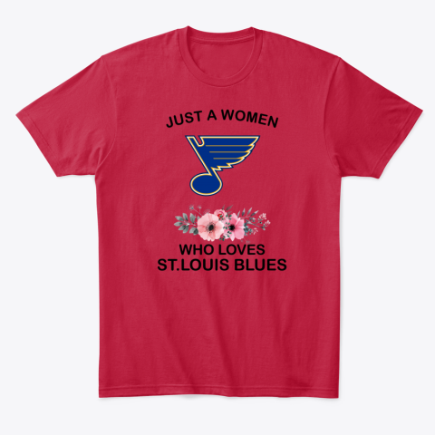 gtwd just a woman who loves stlouis blues classic t shirt 2 front red