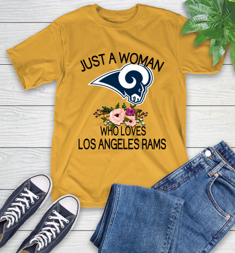 NFL Just A Woman Who Loves Los Angeles Rams Football Sports T-Shirt 2