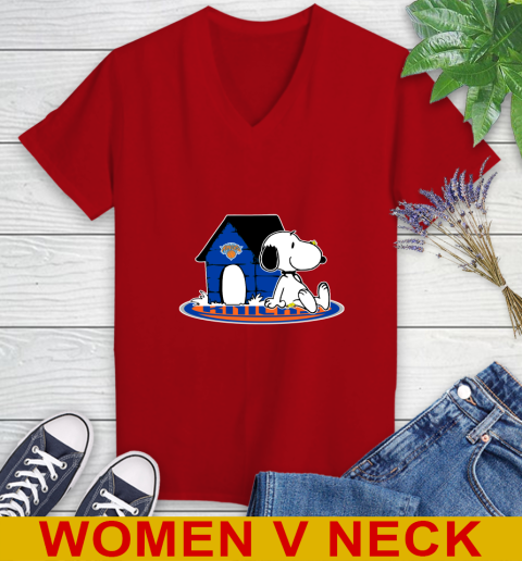 NBA Basketball New York Knicks Snoopy The Peanuts Movie Shirt Women's V-Neck T-Shirt 12