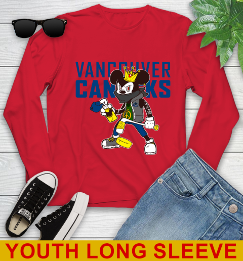 Vancouver Canucks NHL Hockey Mickey Peace Sign Sports Youth Long Sleeve 11