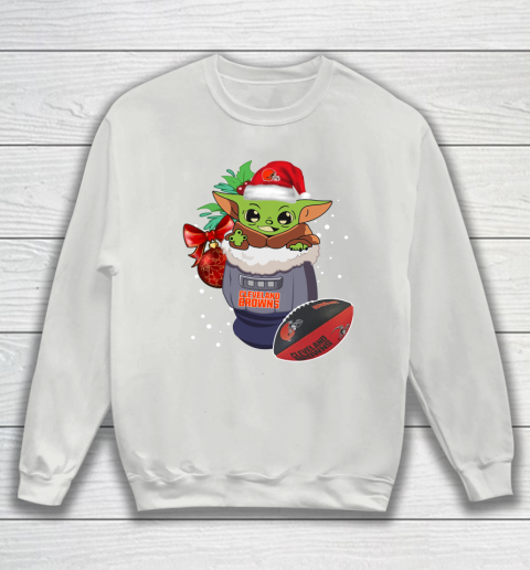 Cleveland Browns Christmas Baby Yoda Star Wars Funny Happy NFL Sweatshirt 5