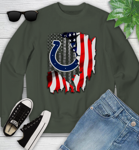 Indianapolis Colts NFL Football American Flag Youth Sweatshirt - Image 10