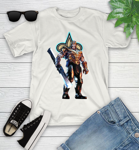 NFL Thanos Gauntlet Avengers Endgame Football New Orleans Saints Youth T-Shirt