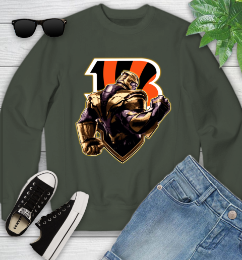 NFL Thanos Avengers Endgame Football Sports Cincinnati Bengals Youth Sweatshirt 10