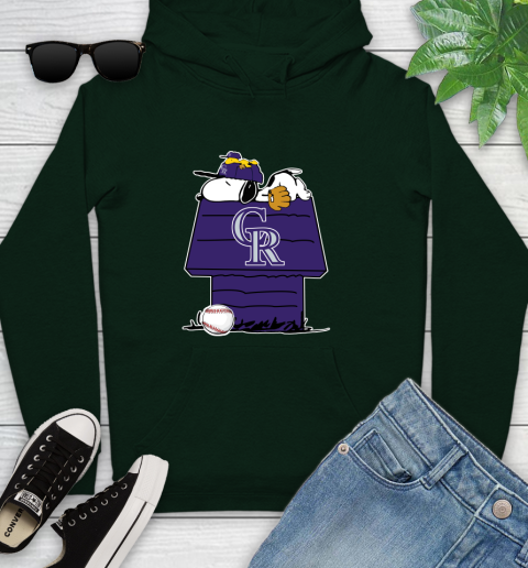 MLB Colorado Rockies Snoopy Woodstock The Peanuts Movie Baseball T Shirt Youth Hoodie 13